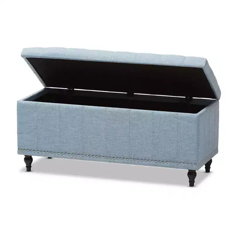Panca contenitore trapuntata color beige camoscio / grigio scuro / beige grigiastro / azzurro, 1 posto a sedere