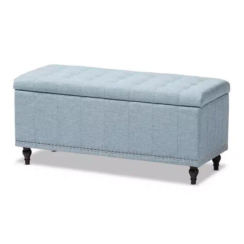 Panca contenitore trapuntata color beige camoscio / grigio scuro / beige grigiastro / azzurro, 1 posto a sedere