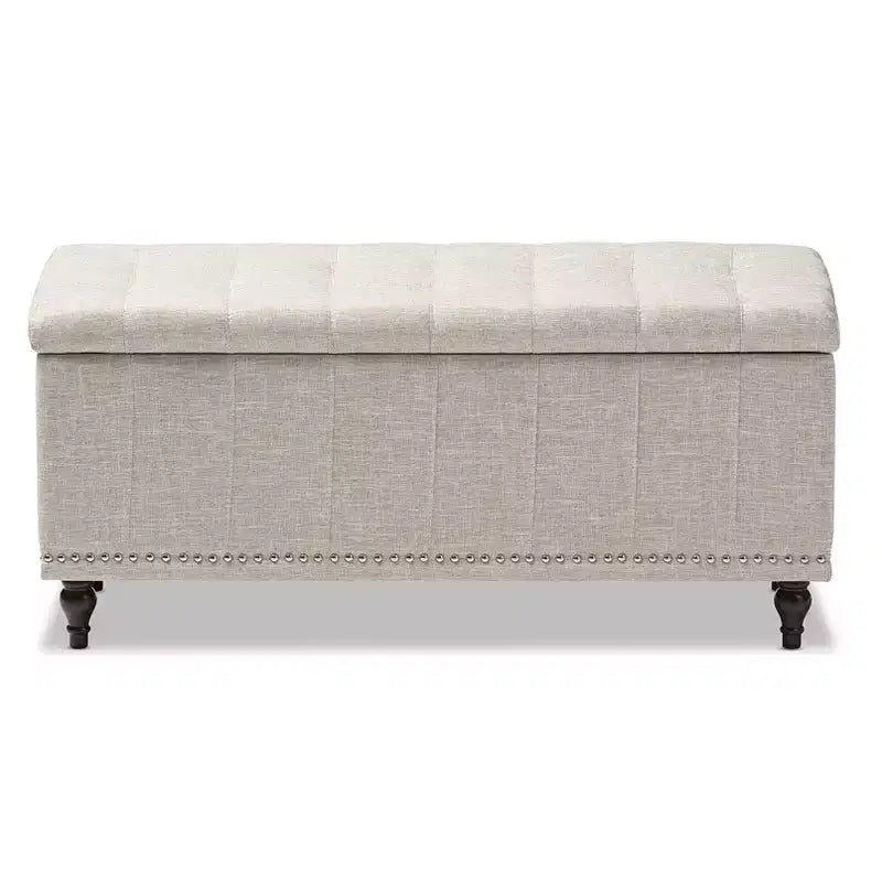 Panca contenitore trapuntata color beige camoscio / grigio scuro / beige grigiastro / azzurro, 1 posto a sedere