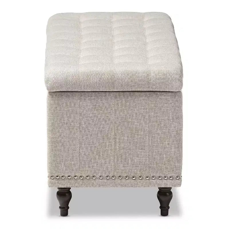 Panca contenitore trapuntata color beige camoscio / grigio scuro / beige grigiastro / azzurro, 1 posto a sedere