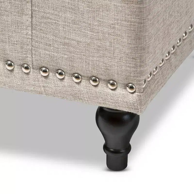 Panca contenitore trapuntata color beige camoscio / grigio scuro / beige grigiastro / azzurro, 1 posto a sedere