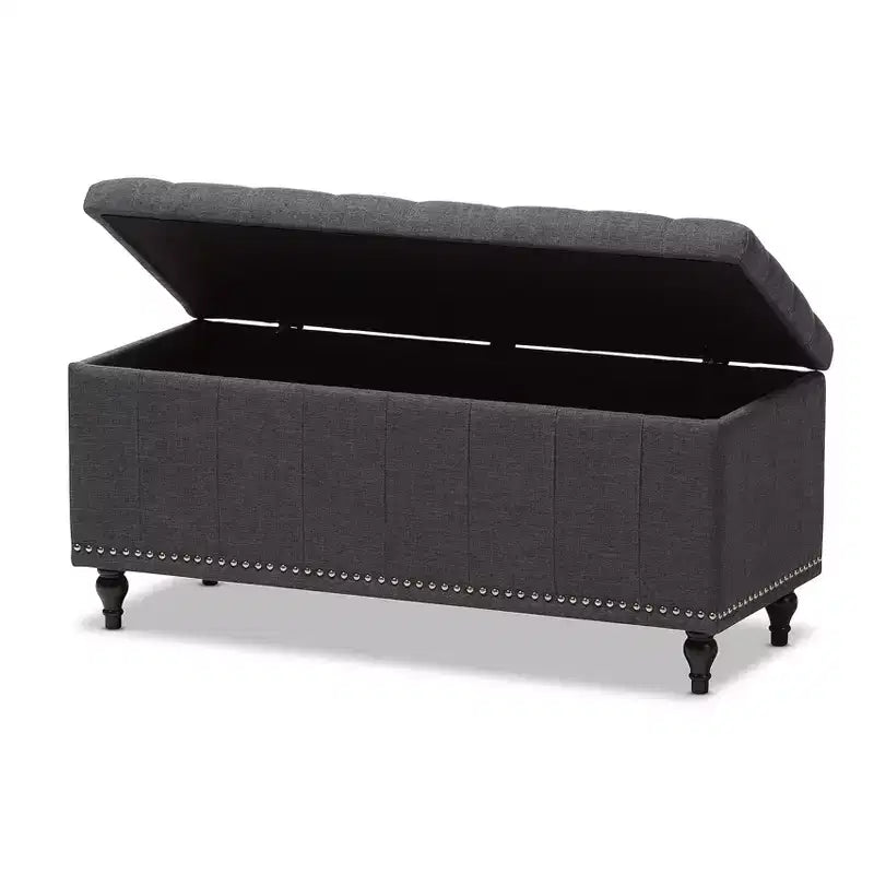 Panca contenitore trapuntata color beige camoscio / grigio scuro / beige grigiastro / azzurro, 1 posto a sedere