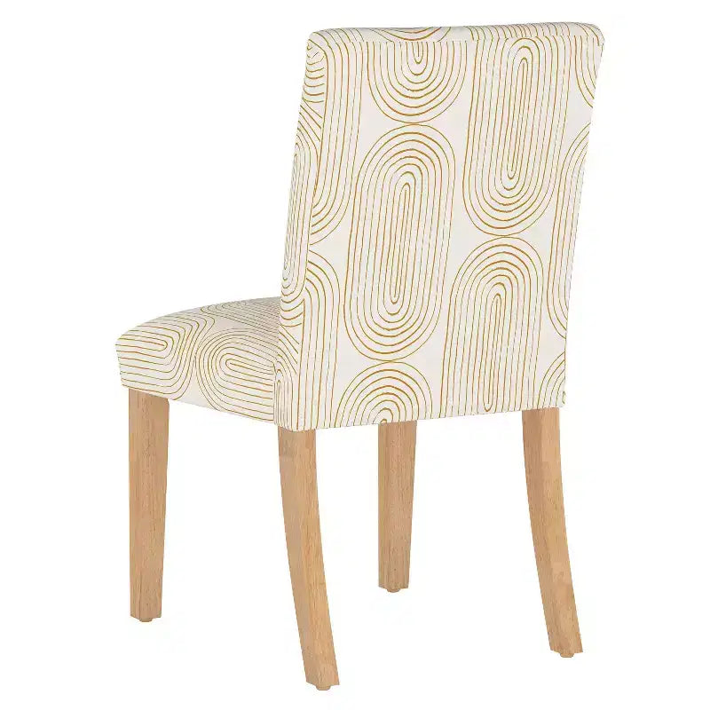 Sedia da pranzo senza braccioli stampata crema/nera e color senape, 1 posto