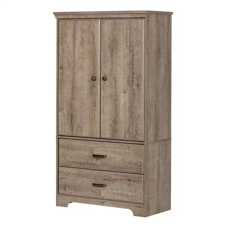 Armadio a 2 ante con cassetti – Acero Grigio / Quercia Invecchiata – Montaggio 1 Persona