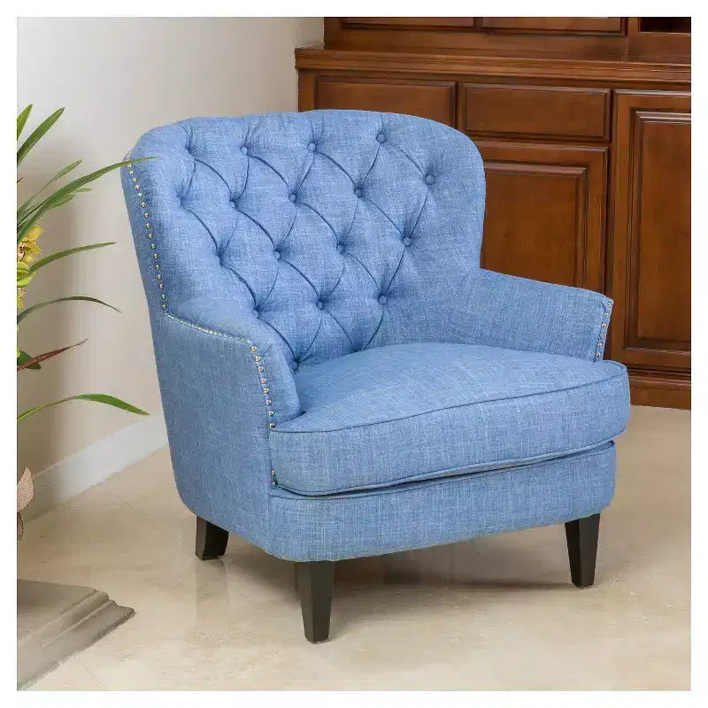 Poltrona Club capitonné – Celeste / Viola chiaro / Blu navy, Singola