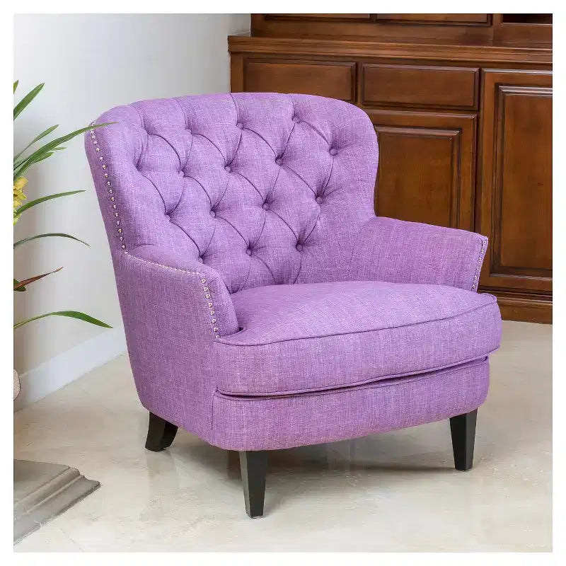 Poltrona Club capitonné – Celeste / Viola chiaro / Blu navy, Singola