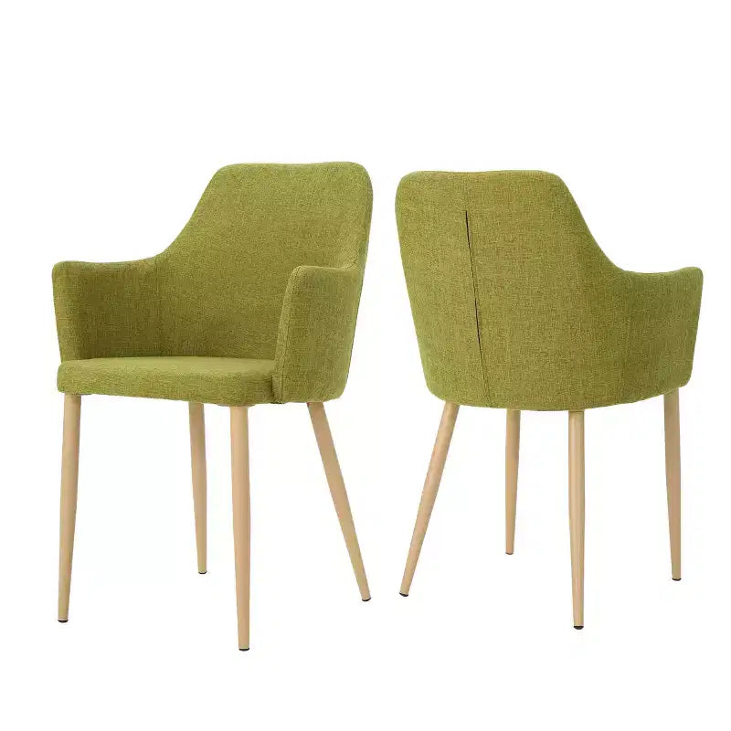 Sedia da pranzo di metà secolo verde/grigia con braccioli, set da 2