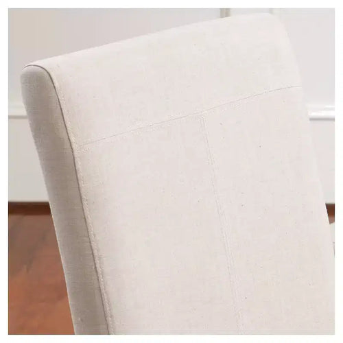Sedia da pranzo senza braccioli in lino beige con cuciture a T, set da 2