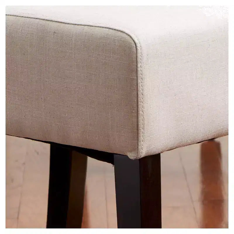 Sedia da pranzo senza braccioli in lino beige con cuciture a T, set da 2