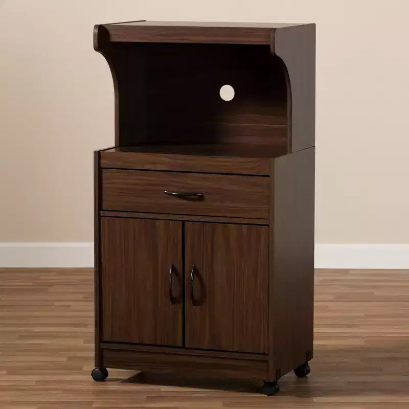 Mobile cucina grigio scuro/marrone con cassetti e ripiani, montaggio in 1 persona