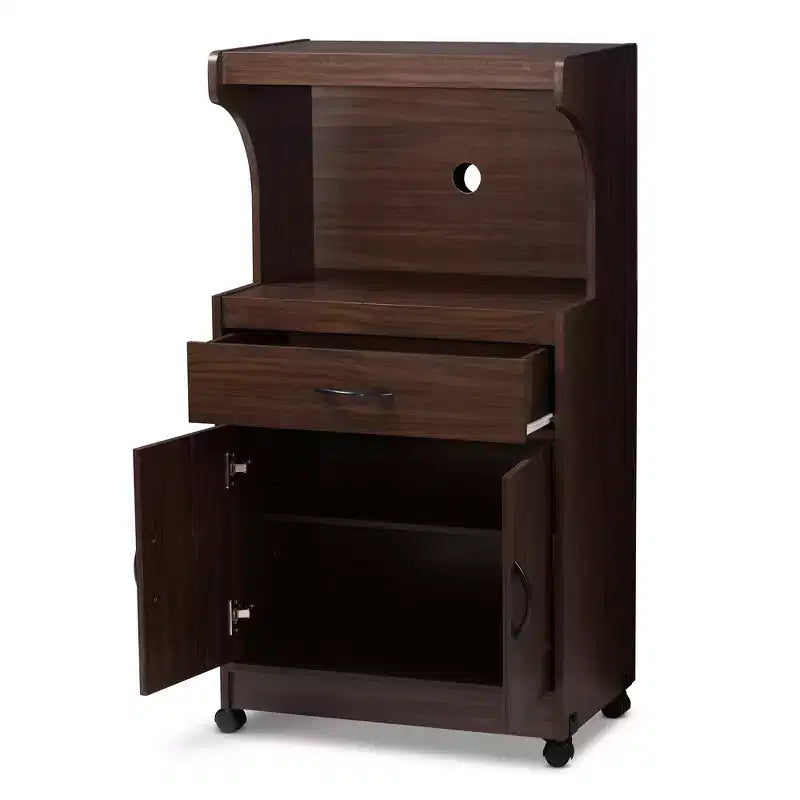 Mobile cucina grigio scuro/marrone con cassetti e ripiani, montaggio in 1 persona