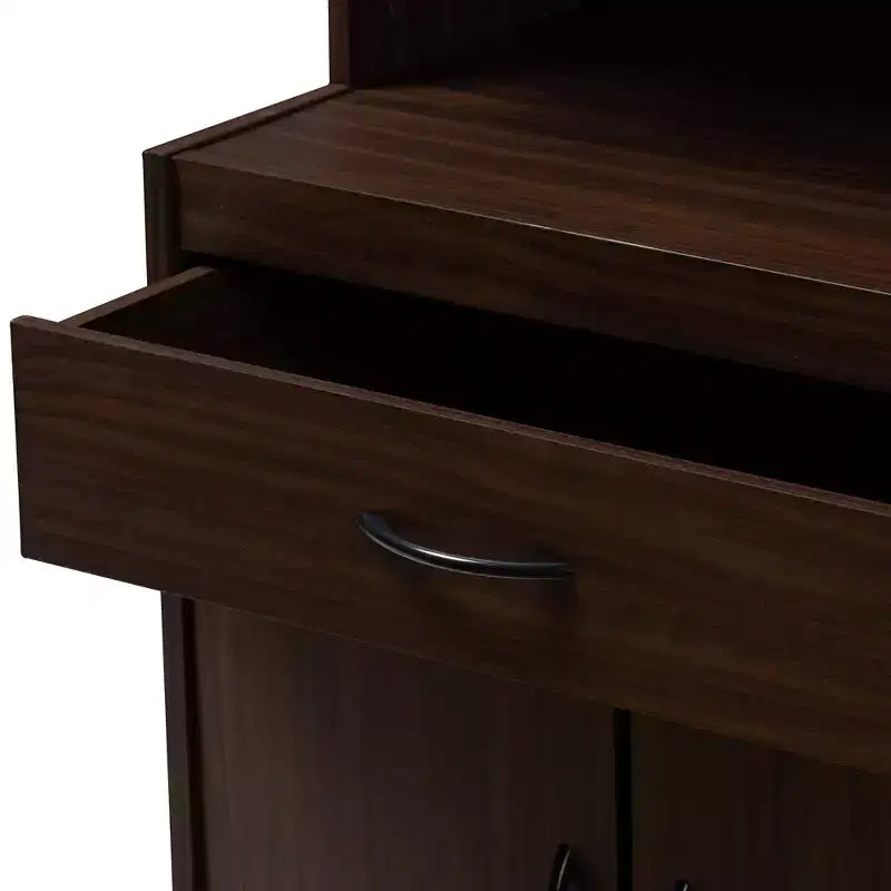 Mobile cucina grigio scuro/marrone con cassetti e ripiani, montaggio in 1 persona