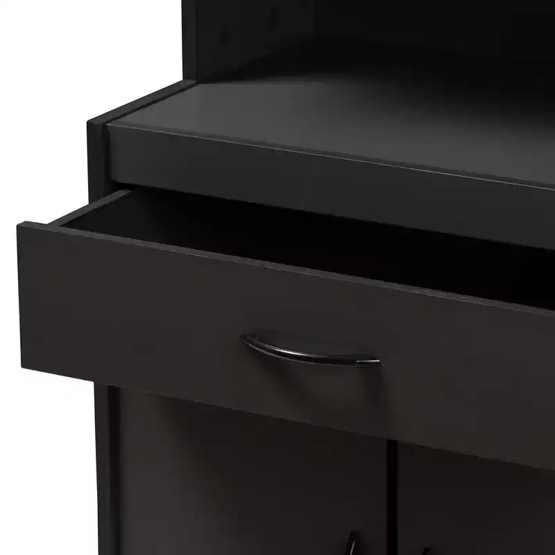 Mobile cucina grigio scuro/marrone con cassetti e ripiani, montaggio in 1 persona