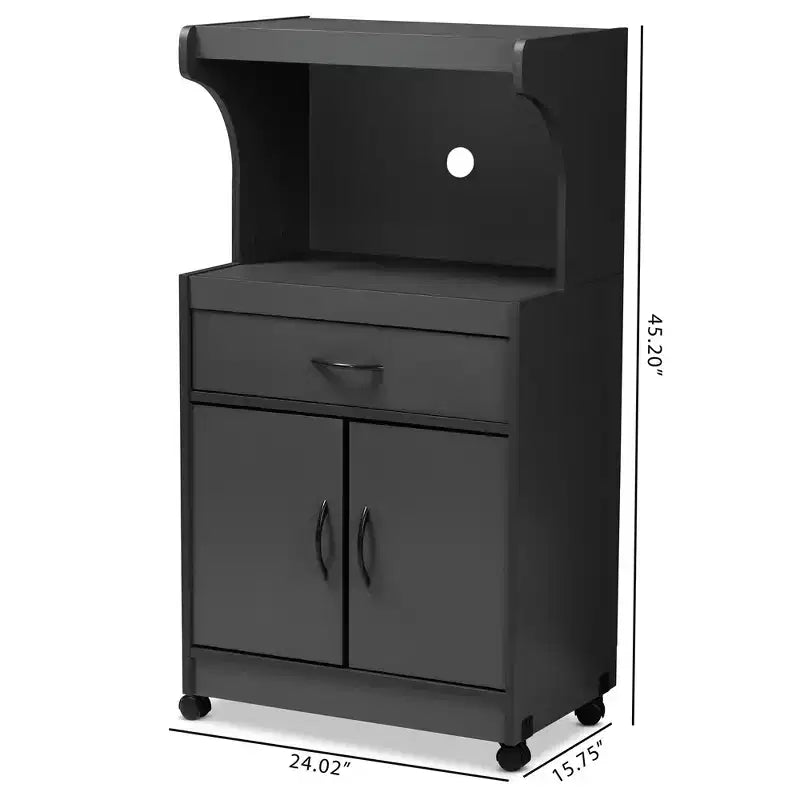Mobile cucina grigio scuro/marrone con cassetti e ripiani, montaggio in 1 persona