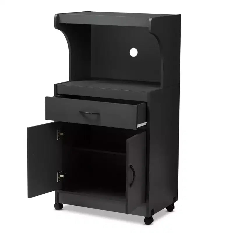 Mobile cucina grigio scuro/marrone con cassetti e ripiani, montaggio in 1 persona