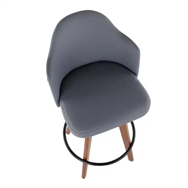 Sgabello da Bar Altezza Bancone Mid-Century, Noce/Crema e Noce/Grigio Scuro, Posti a Sedere: 1