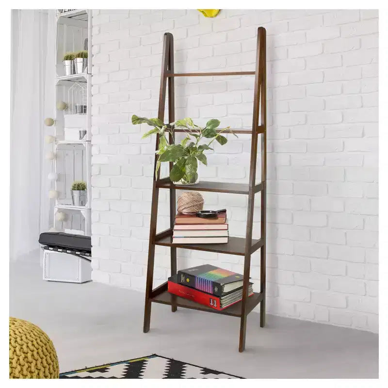 Libreria a scaletta a 5 ripiani da 72", espresso/marrone, 1 persona