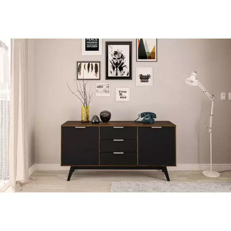 Credenza a buffet bianca da 150 cm – 2 ante, 3 cassetti, montaggio in 1 persona
