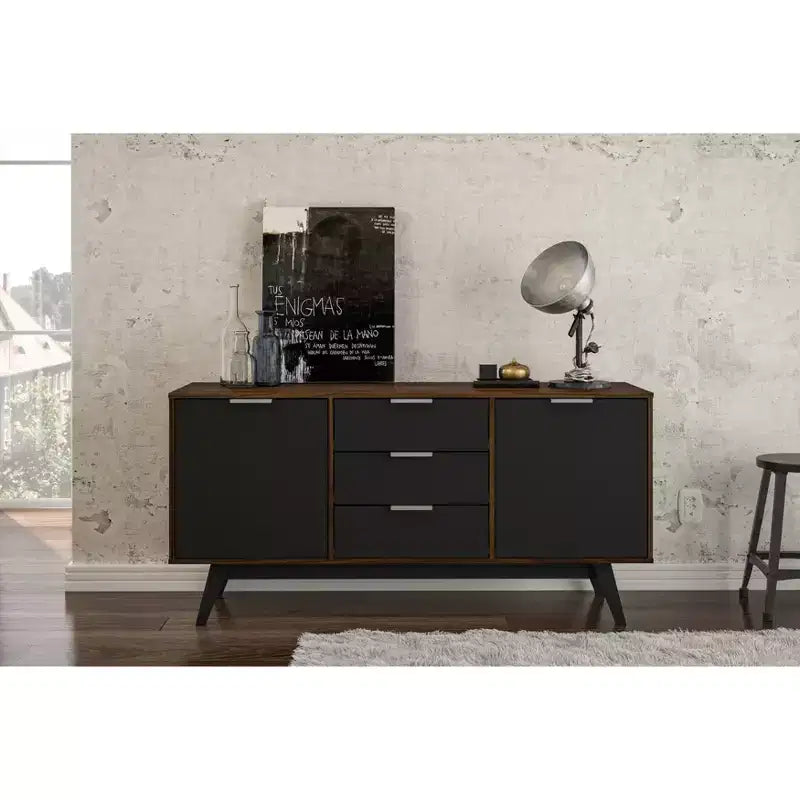 Credenza a buffet bianca da 150 cm – 2 ante, 3 cassetti, montaggio in 1 persona