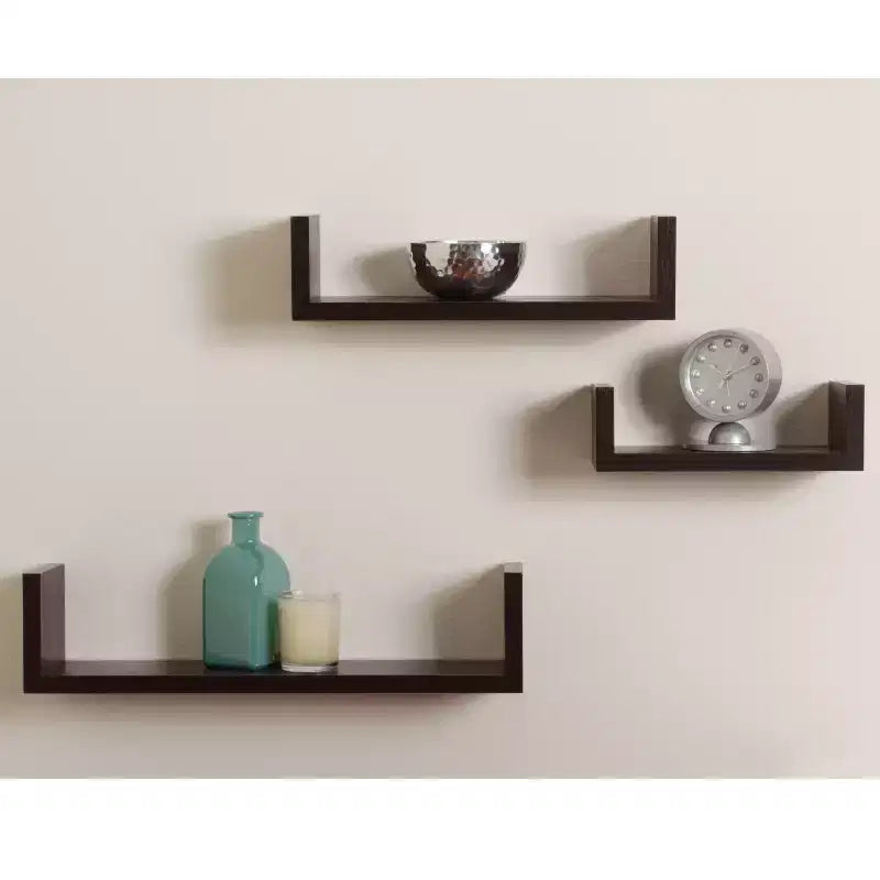 Set di 3 mensole a muro – Nero / Grigio / Espresso / Bianco, modulare, singola