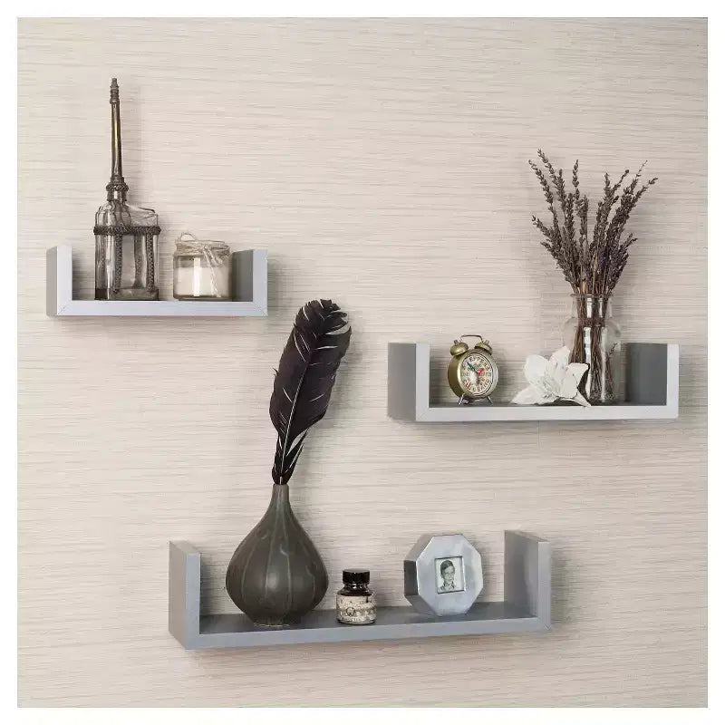 Set di 3 mensole a muro – Nero / Grigio / Espresso / Bianco, modulare, singola