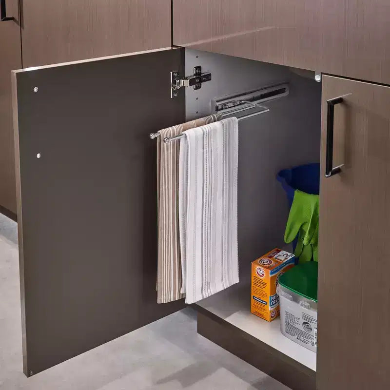 Rev-A-Shelf Sottolavello Armadietto Cucina Bagno Barra Portasciugamani Estensibile a 2 Rami Standard, Cromo, 563-51-C
