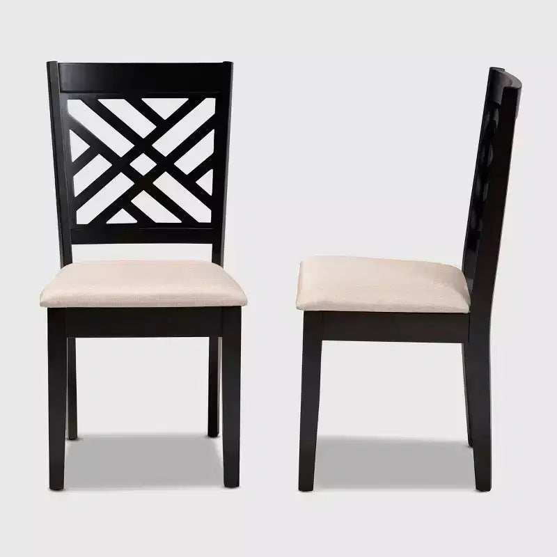 Set di 2 sedie da pranzo Caron imbottite in legno - Baxton Studio