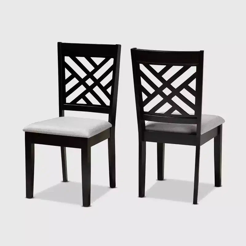 2pc Caron Upholstered Wood Dining Chair Set - Baxton Studio