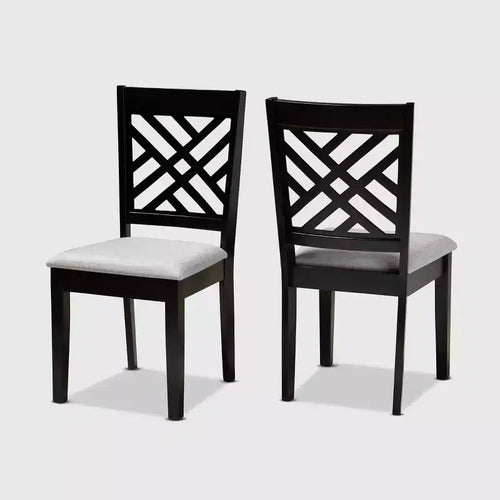 2pc Caron Upholstered Wood Dining Chair Set - Baxton Studio