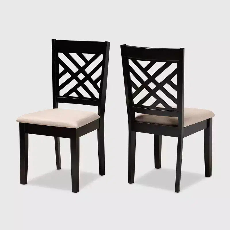 Set di 2 sedie da pranzo Caron imbottite in legno - Baxton Studio