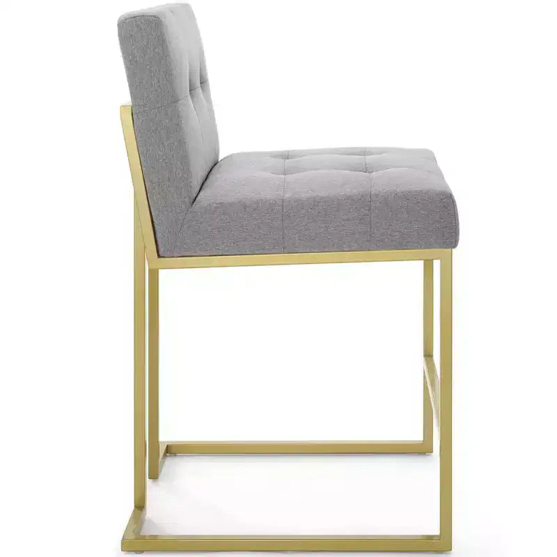Sgabello da bancone/bar imbottito in oro/beige e grigio e bianco, schienale alto, 1 posto