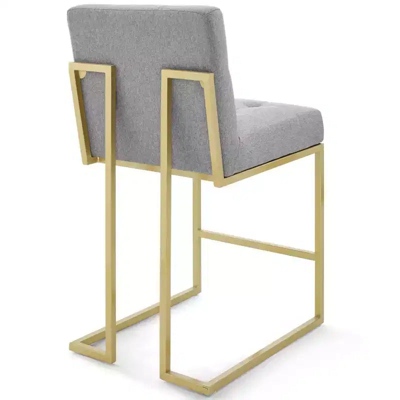 Sgabello da bancone/bar imbottito in oro/beige e grigio e bianco, schienale alto, 1 posto