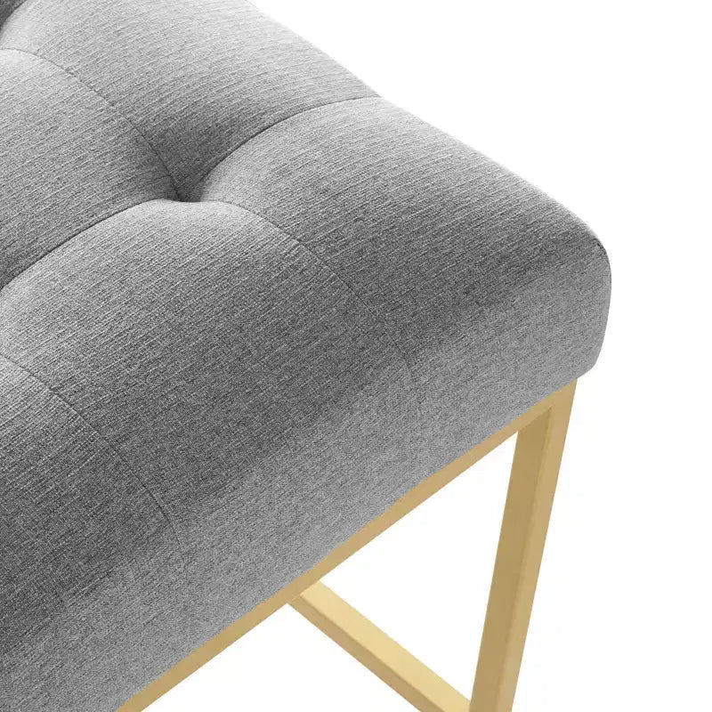 Sgabello da bancone/bar imbottito in oro/beige e grigio e bianco, schienale alto, 1 posto