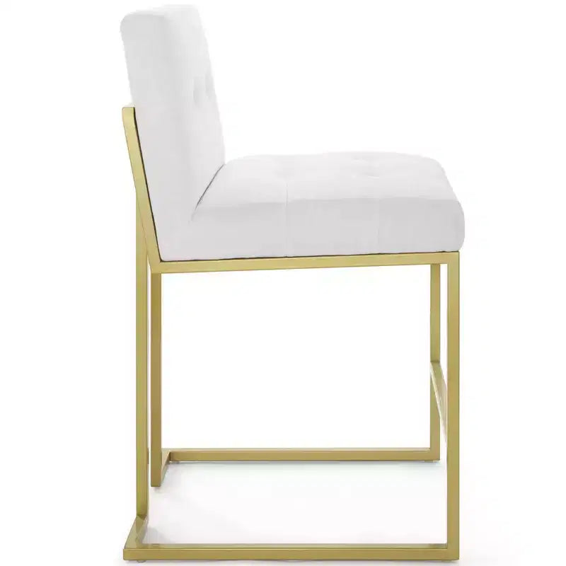 Sgabello da bancone/bar imbottito in oro/beige e grigio e bianco, schienale alto, 1 posto