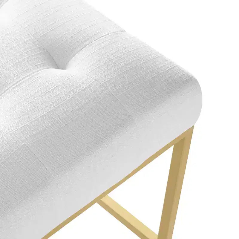 Sgabello da bancone/bar imbottito in oro/beige e grigio e bianco, schienale alto, 1 posto