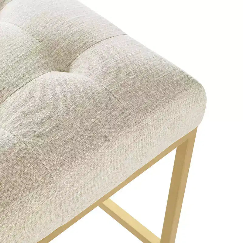 Sgabello da bancone/bar imbottito in oro/beige e grigio e bianco, schienale alto, 1 posto
