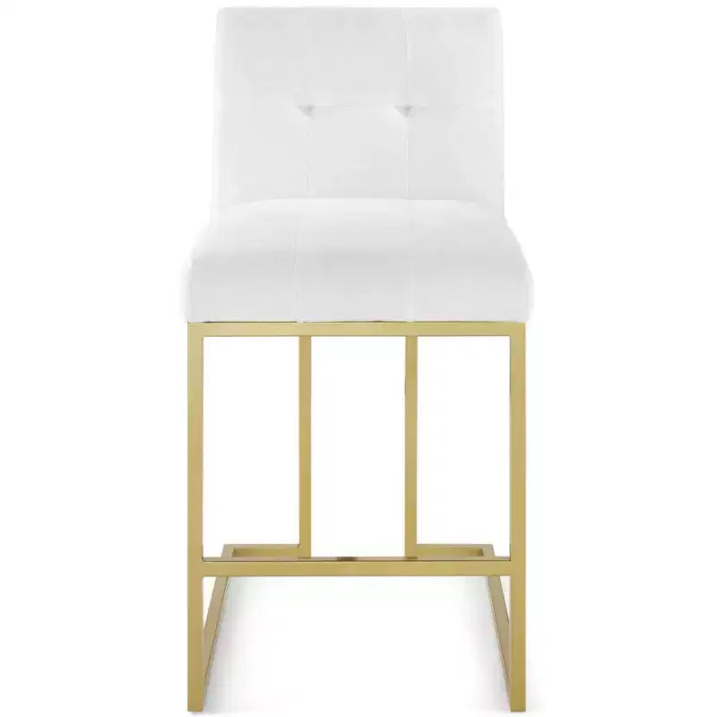 Sgabello da bancone/bar imbottito in oro/beige e grigio e bianco, schienale alto, 1 posto