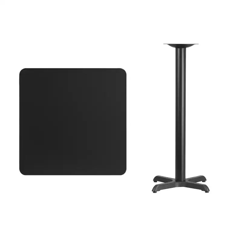 Tavolo quadrato da 30" altezza bar, Nero/Mogano, Base a X, Posti per 4