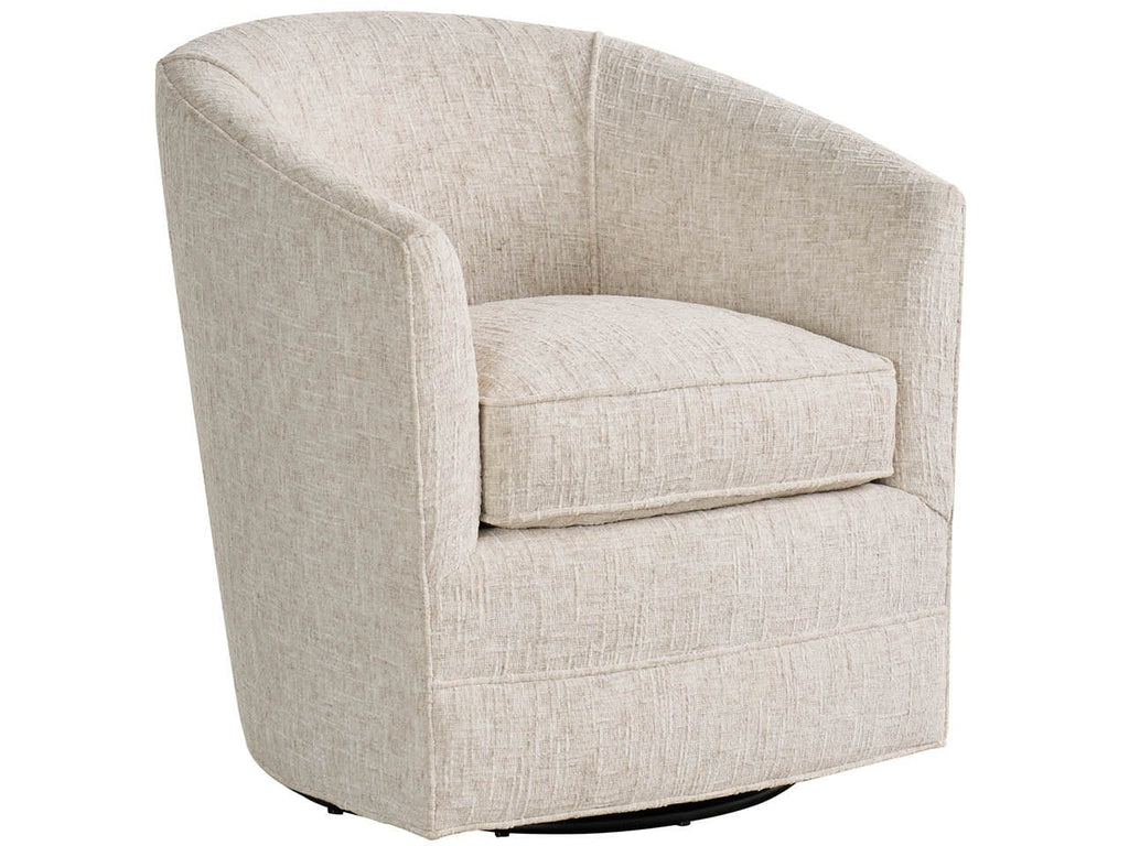 Poltrona Girevole - Misure 73,7 cm L x 76,2 cm P x 78,7 cm A Altezza seduta: 53,3 cm Altezza braccioli: 63,5 cm Tessuto: Rani Arctic - Semplice, sofisticato e infinitamente versatile, questo