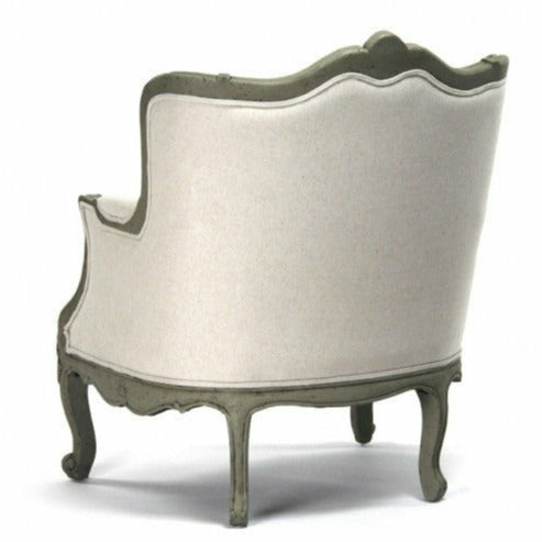 Poltrona a 2 posti - Misura 73,66 cm L x 101,6 cm A x 58,42 cm P. Include (1) cuscino da 45,72 x 45,72 cm come mostrato - La nostra, rivestita in tessuto di cotone bianco sporco e incorniciata con intricati