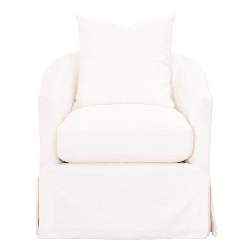 Sedia a pozzetto girevole in crêpe color crema con fodera - Questa bellissima sedia, dotata di una struttura in legno massiccio di rovere con una removibile, è perfetta per dare a qualsiasi salotto un tocco di eleganza informale.