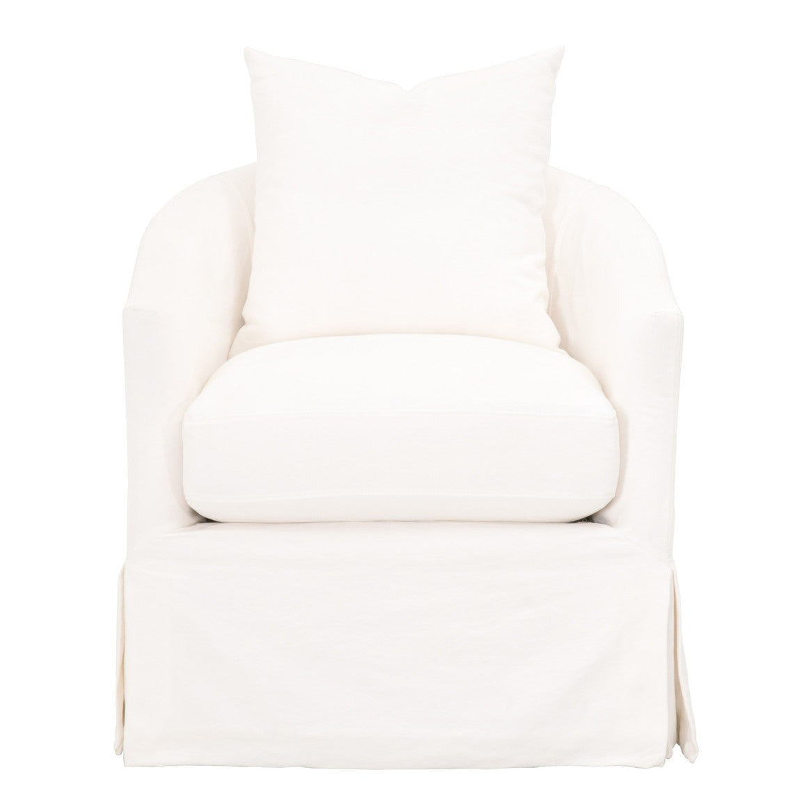 Sedia a pozzetto girevole in crêpe color crema con fodera - Questa bellissima sedia, dotata di una struttura in legno massiccio di rovere con una removibile, è perfetta per dare a qualsiasi salotto un tocco di eleganza informale.