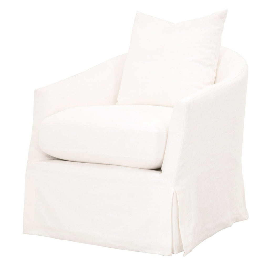 Sedia a pozzetto girevole in crêpe color crema con fodera - Questa bellissima sedia, dotata di una struttura in legno massiccio di rovere con una removibile, è perfetta per dare a qualsiasi salotto un tocco di eleganza informale.