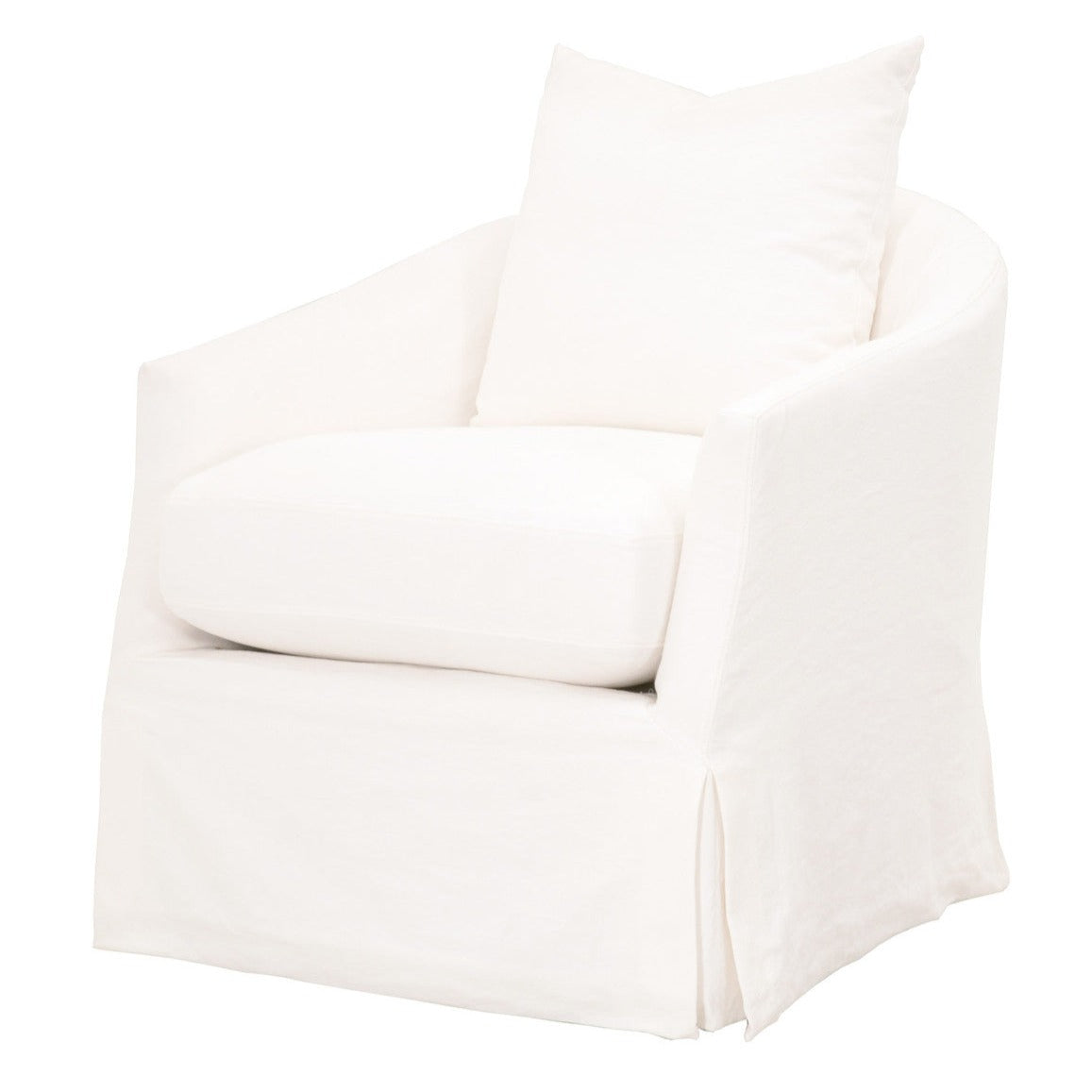 Sedia a pozzetto girevole in crêpe color crema con fodera - Questa bellissima sedia, dotata di una struttura in legno massiccio di rovere con una removibile, è perfetta per dare a qualsiasi salotto un tocco di eleganza informale.