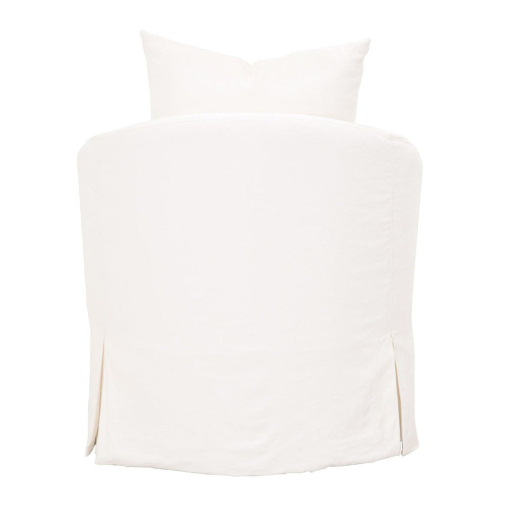 Sedia a pozzetto girevole in crêpe color crema con fodera - Questa bellissima sedia, dotata di una struttura in legno massiccio di rovere con una removibile, è perfetta per dare a qualsiasi salotto un tocco di eleganza informale.