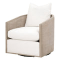 Poltrona girevole - Questa bellissima, caratterizzata da una struttura in legno massello di rovere e dettagli in rattan, è perfetta per donare a qualsiasi soggiorno un'atmosfera casual ma elegante in stile rustico