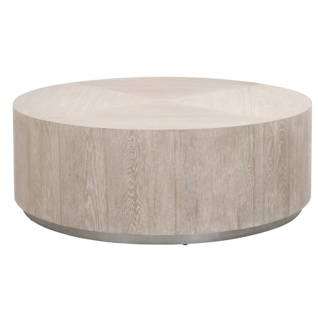 Tavolino grande - Questo bellissimo tavolino, con impiallacciatura del ripiano con motivo a diamante e finitura in rovere grigio naturale, è perfetto per aggiungere stile con il moderno stile rustico.