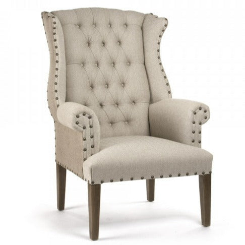 Poltrona Wing in tela di iuta trapuntata - Misura 81 cm L x 122 cm H x 79 cm P Peso 20,9 kg Telaio in legno di acero massiccio - Questa splendida poltrona ha uno stile elegante ed è sovradimensionata per il massimo comfort, con