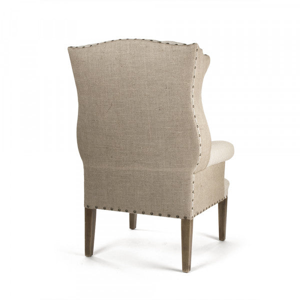 Poltrona Wing in tela di iuta trapuntata - Misura 81 cm L x 122 cm H x 79 cm P Peso 20,9 kg Telaio in legno di acero massiccio - Questa splendida poltrona ha uno stile elegante ed è sovradimensionata per il massimo comfort, con
