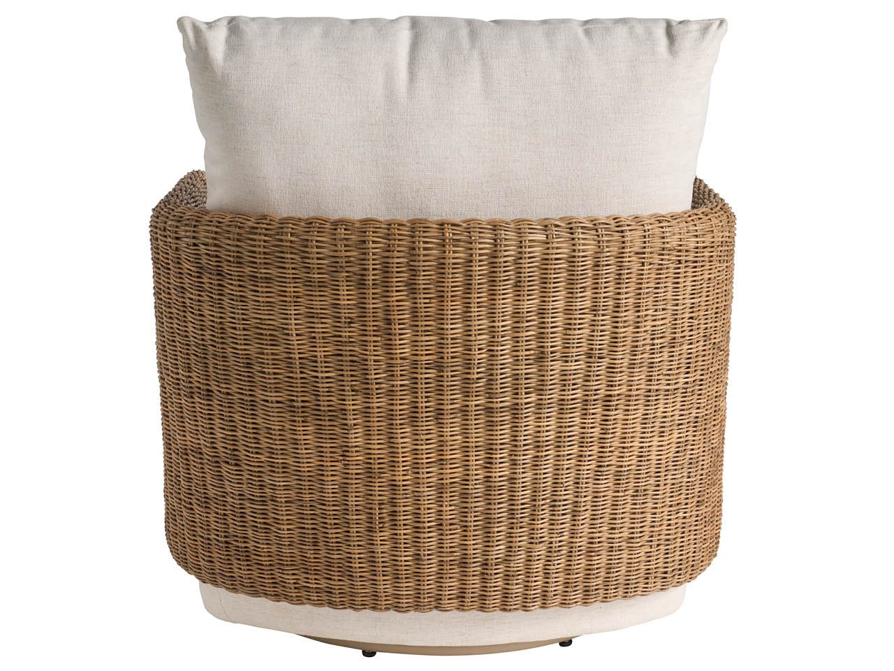 Sedia Girevole - Questo elegante articolo, che unisce la texture naturale al comfort moderno, presenta braccioli in stile vimini intrecciato abbinati a morbidi rivestimenti neutri per un'atmosfera calda,